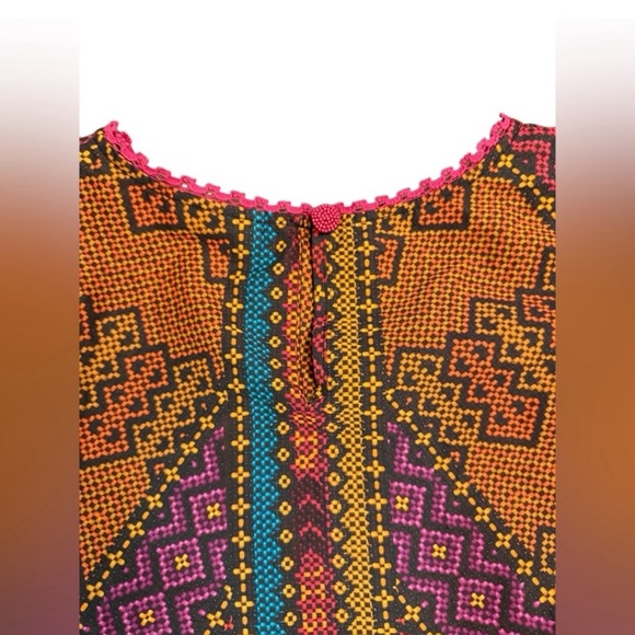 Farm Rio Yawanawa Striped Blouse Size small Flutter Dolman Sleeve - Picture 6 of 10